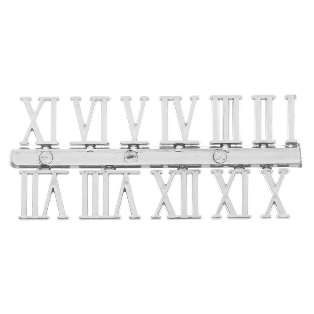 12Pcs/Set Roman Numerals Or Arabic Numerals Clock Accessories For Quartz Clock Dial Repair DIY Clock Replacement Mechanism: Silver