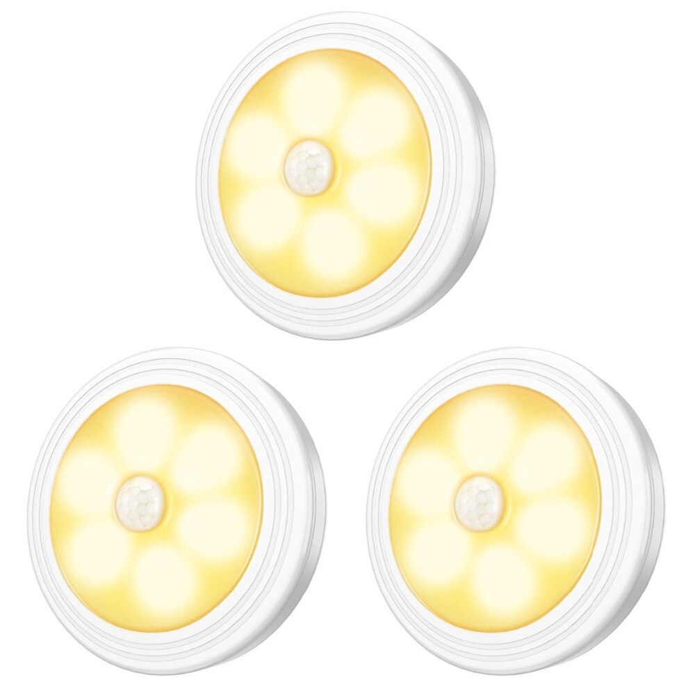 6 Led Touch Light Push Lamp Nachtlampje Auto Thuis Muur Camping Batterij: Warm light