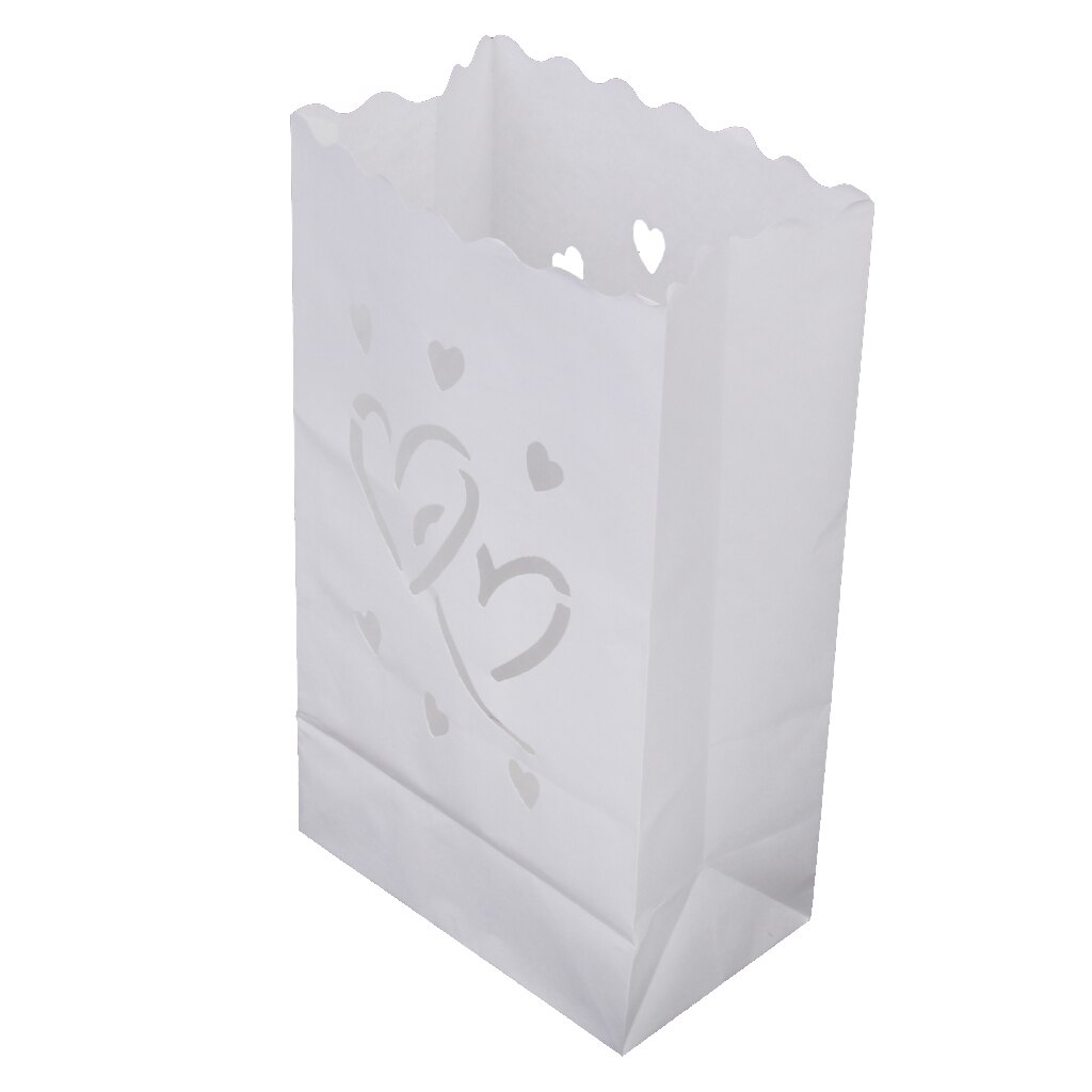 20 Pieces Heart Luminary Candle Lantern Bag Light Paper for Wedding Celebration