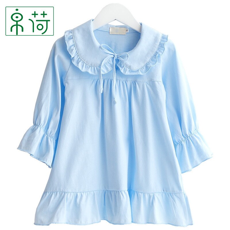 Girls Pajamas Baby Nightdress sleepwear100% Cotton Thin Long Sleeve Home Clothing Children Nightgowns 2y-14y