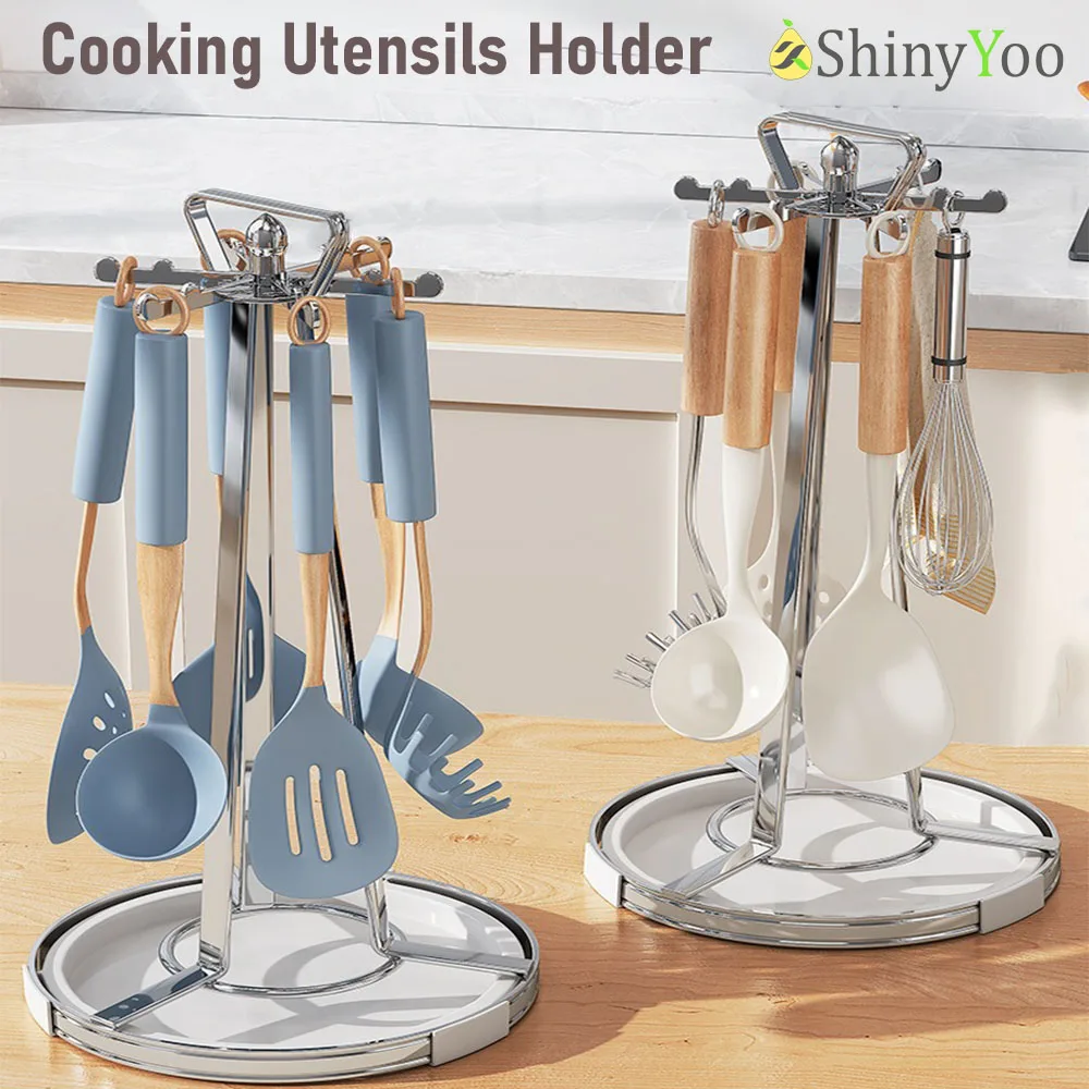 Aanrecht Kookgerei Spatel Lepel Houder 360 Gedraaid 6 Haken Hanger Keuken Organizer Rack Spatel planken