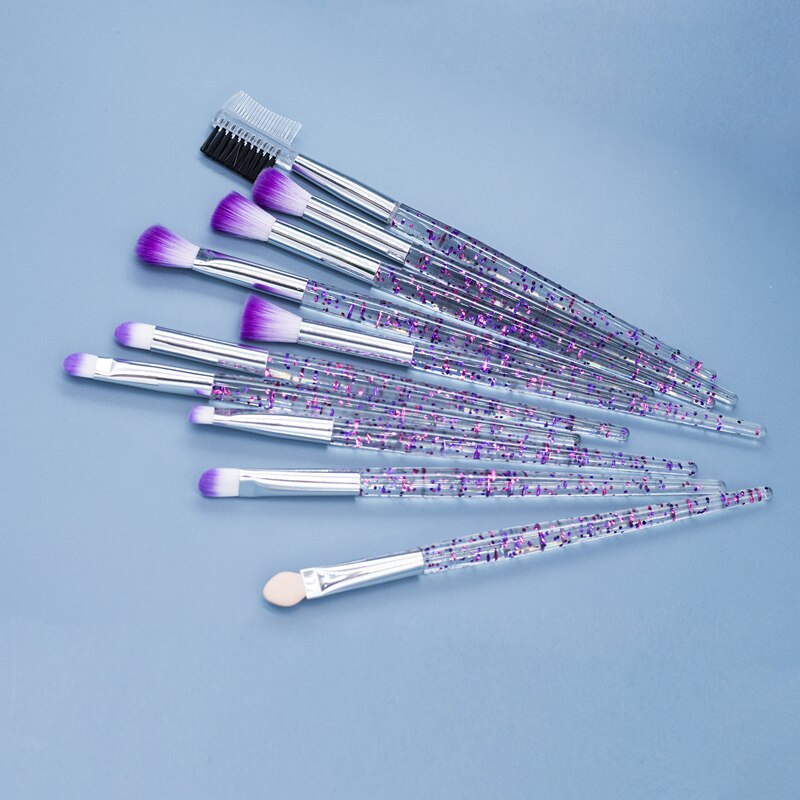 Conjunto de brochas para ojos con purpurina, 10 Uds., bonito unicornio rosa, delineador de ojos, sombra de ojos, juego de brochas de maquillaje, herramientas de belleza cosméticas: Purple
