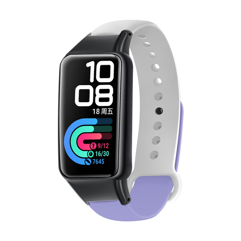 Dwukolorowe silikonowe paski do zegarków dla Huawei Honor band 6 inteligentne paski do zegarków wymiana bransoletki dla Huawei band 6 bransoletka zespół: white purple / For Huawei band 6