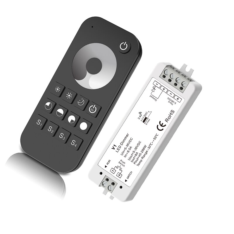 Led Strip Dimmer 12V 1 Zone Rf Wireless Remote Constante Spanning Ontvanger V1 5050 3528 Enkele Kleur String tape Lint Dimmer: V1 and RT1 remote