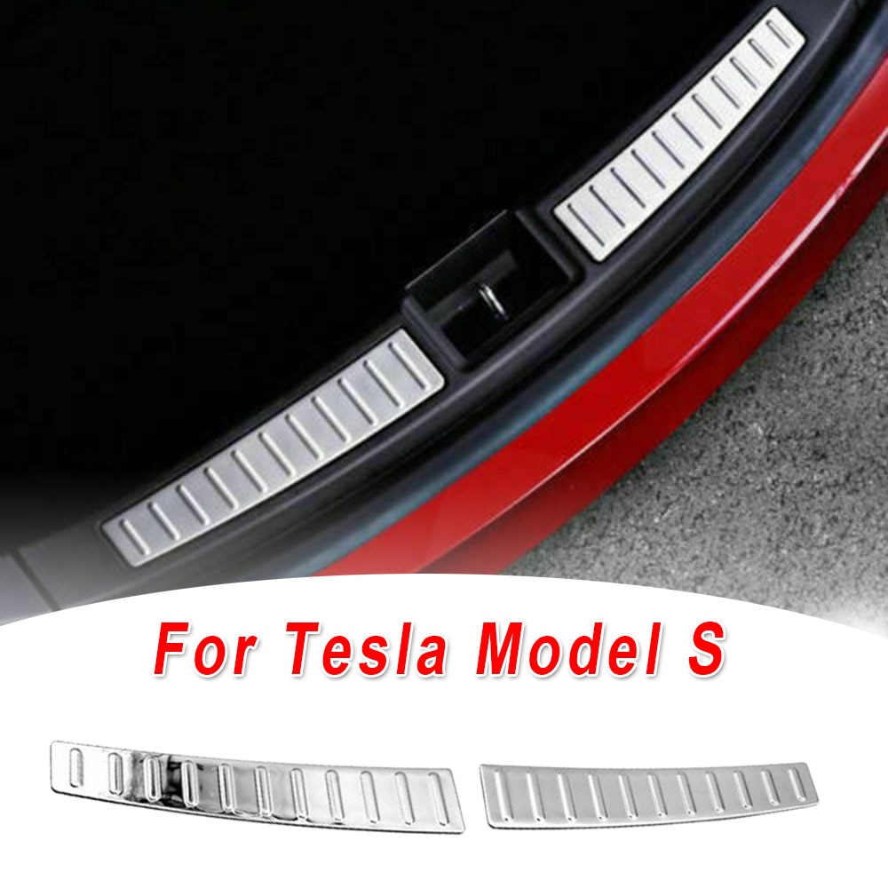2 Stuks Auto Kofferbak Bumper Voorbehouden Lock Protector Cover Rvs Stijlvolle Voor Tesla Model S