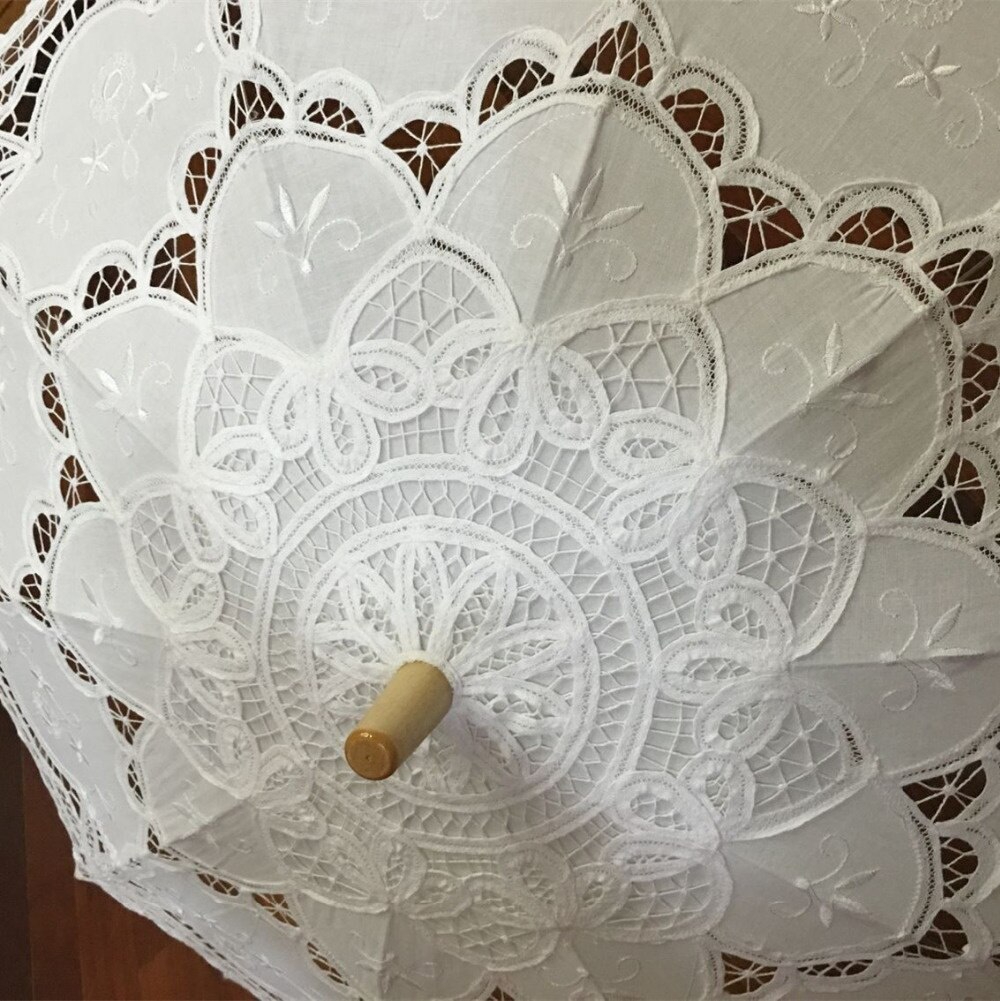 Spetsparaply parasoll broderi vit spetsparasol bröllop paraply dekorationerparapluie mariage