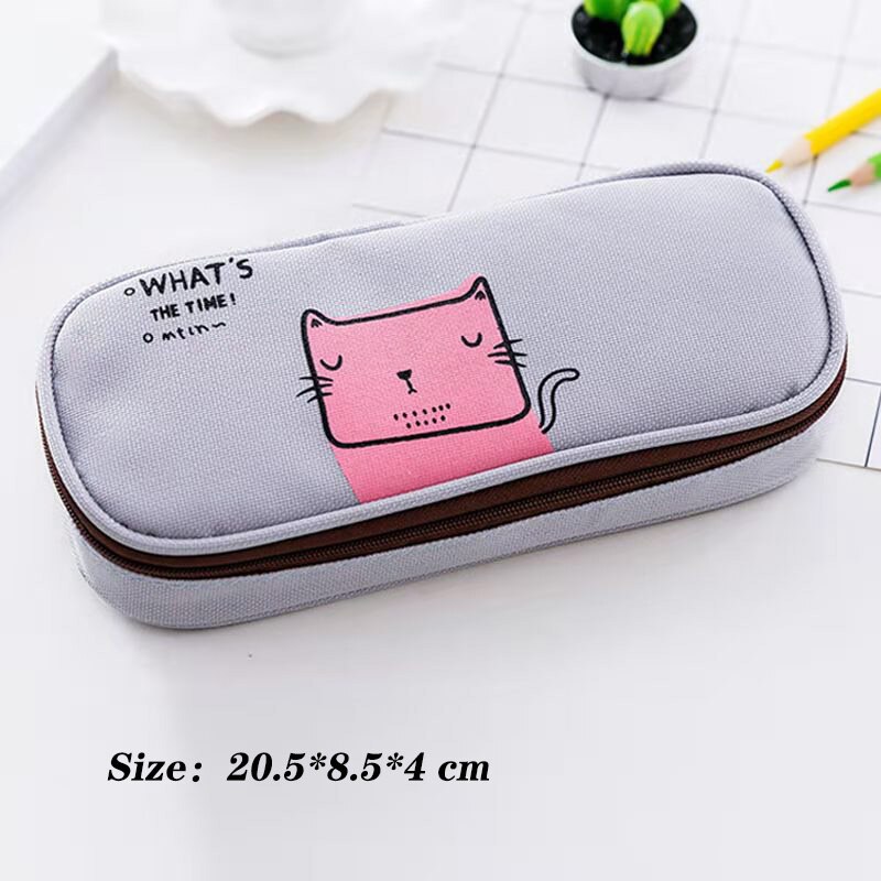 Große Kapazität Nette Leinwand Bleistift fallen Schule Stift fallen Liefert Bleistift Tasche Bleistifte Beutel Schreibwaren 。: Kätzchen