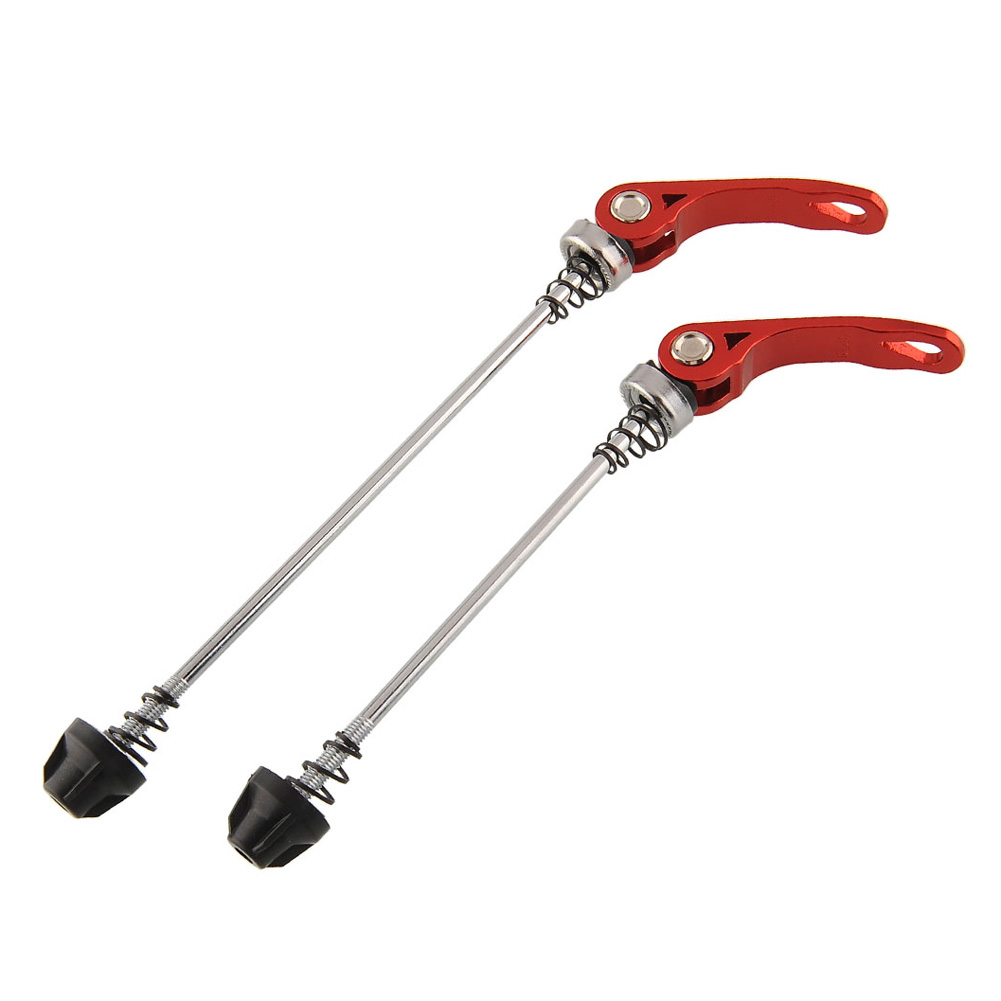 Brochetas de cubo de rueda de bicicleta de aleación de aluminio, Perno de liberación rápida, eje de palanca de acción de leva suave, 1 par: Rojo