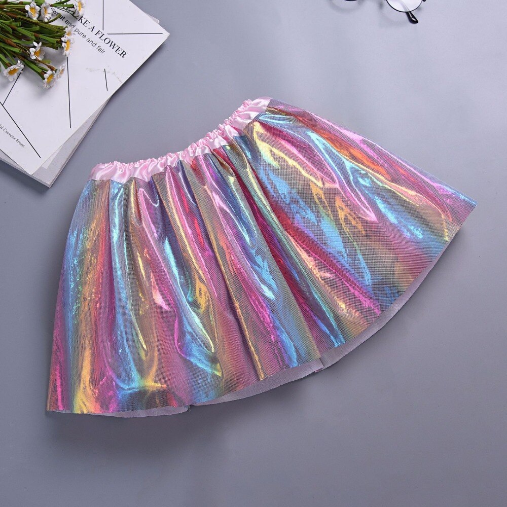 Novo Tutu desempenho Unicorn rainbow Rainbow saia princesa saia com 2pcs Graps Shinny hairband correspondência livre