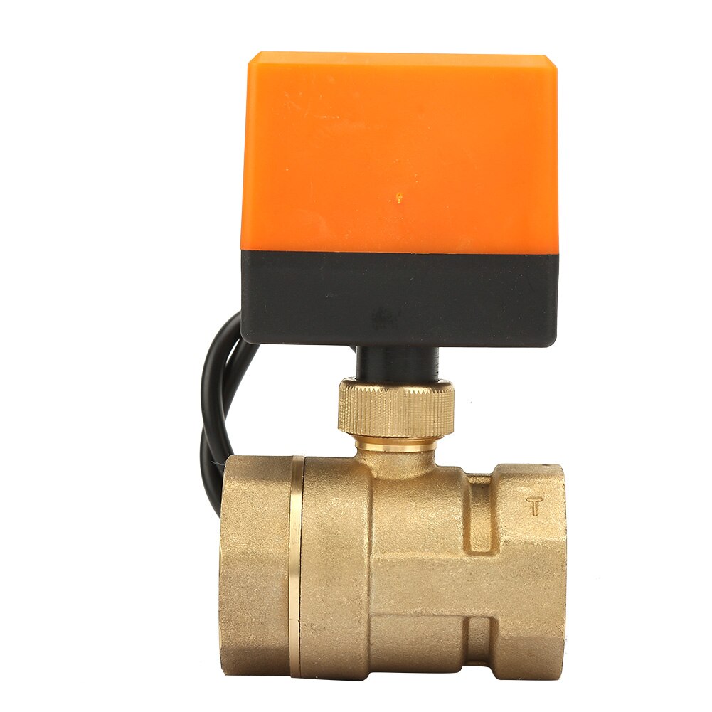 Válvula eléctrica de bola motorizada de latón para agua, 12V, 2 vías, 3 cables, DN32, rosca de G1-1/4 pulgadas, rotación de 90 grados, para aceite y Gas