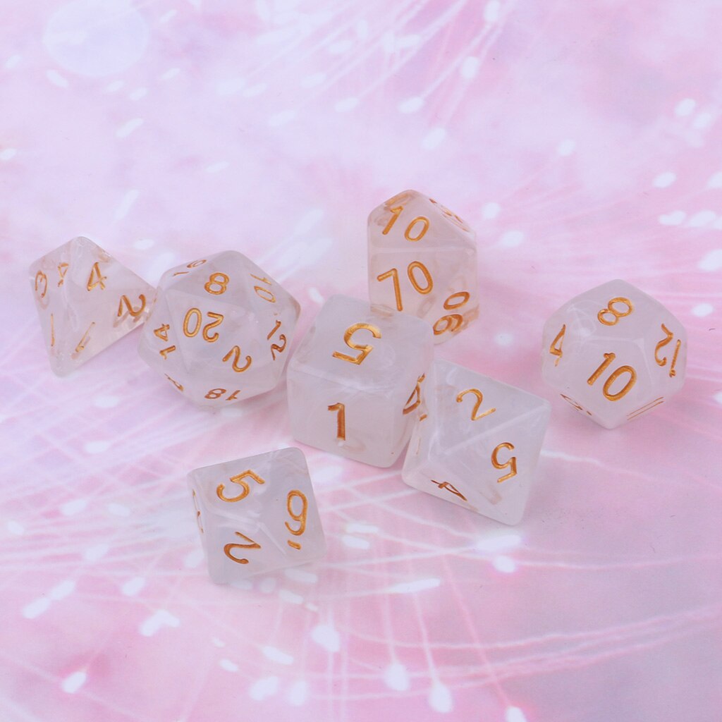 Juego de dados de 4 caras, Gema poliédrica, D4 D6 D8 D20 D & D TRPG, juego de rol: White
