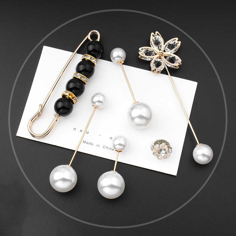 Vrouwen Mode Parel Manchetknopen Taille Gesp Pin Sieraden Accessoires Vrouwelijke Rok Broche Metalen Knoppen Set: Set 2