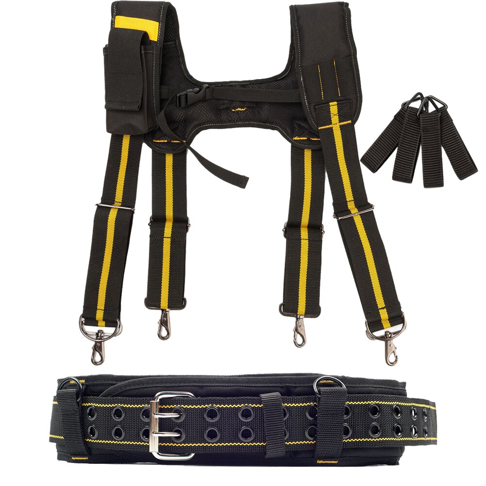 Ensemble de bretelles de travail pour charpentier, ceinture à outils, réglables, rembourrées, lombaires et de style joug, pour électricien
