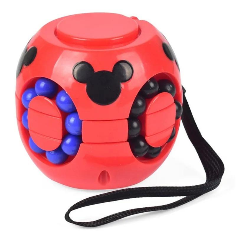Toupie amusante pour le bout des doigts, 3 couleurs, jeu de décompression, Puzzle magique, boule Cube de haricots pour enfants et adultes: red