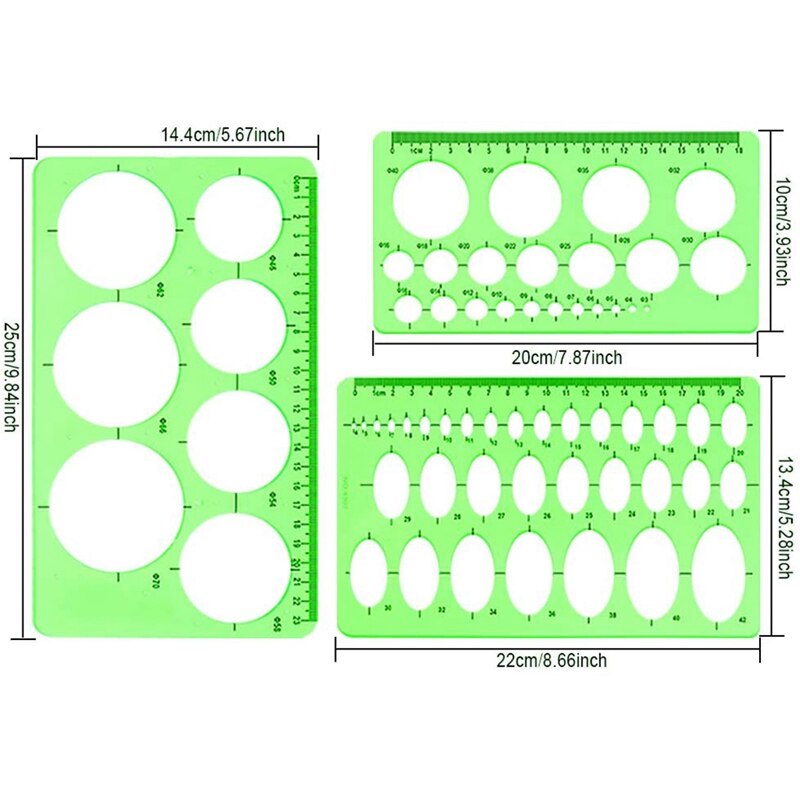 -4 Pack Measuring Template Ruler Geometric Ruler Template for Office and School, Building Formwork,Drawing Templates