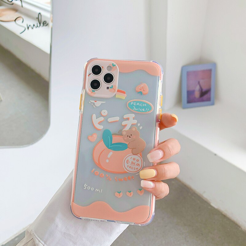 Fruit bear color edge telefon etuier til huawei  p30 p30 pro  p40 p40 pro mate 30 30 pro nova 5 6 7 blødt klart silikone bagcover