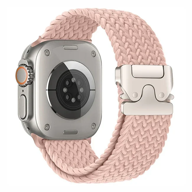 Correa trenzada Solo Loop para Apple watch Band 46mm 44mm 45mm 42mm 40mm 41mm Ultra 2 49mm Correa iwatch Series 10 9 8 7 6 SE 5 4: Blanco de la plata / 18 mm
