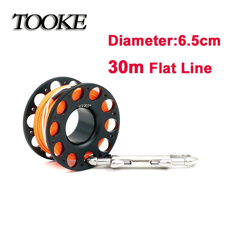 Scuba aluminium dykkerspole fingerhjul flad line snapbolt krog 15m 30m til snorkel hule dyk undervandsfiskeri