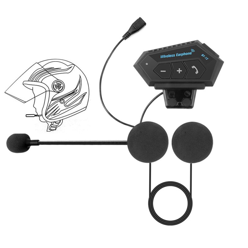 Bluetooth Motorcycle Helmet Headset Wireless Hands-free Telephone Intercom Call Stereo Anti-interference Earphone Music Player