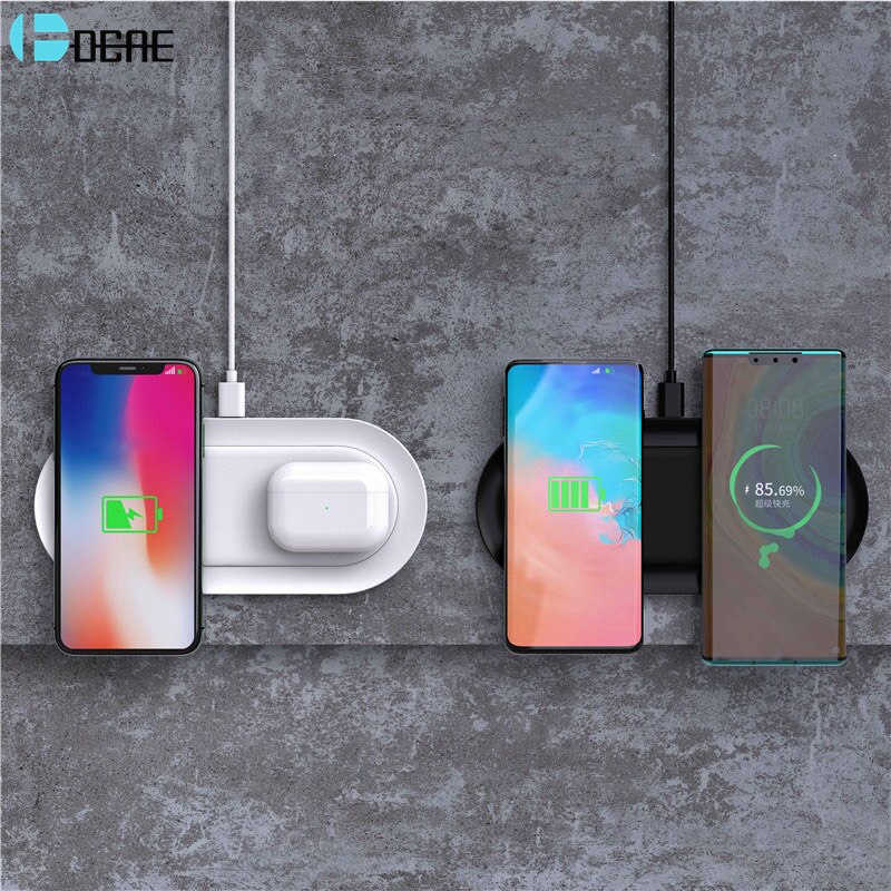 20W Dual Wireless Charger Double Qi Fast Charging Pad for Multiple Devices For Airpods Pro 2 iPhone 11 XS XR X 8 Samsung S20 S10