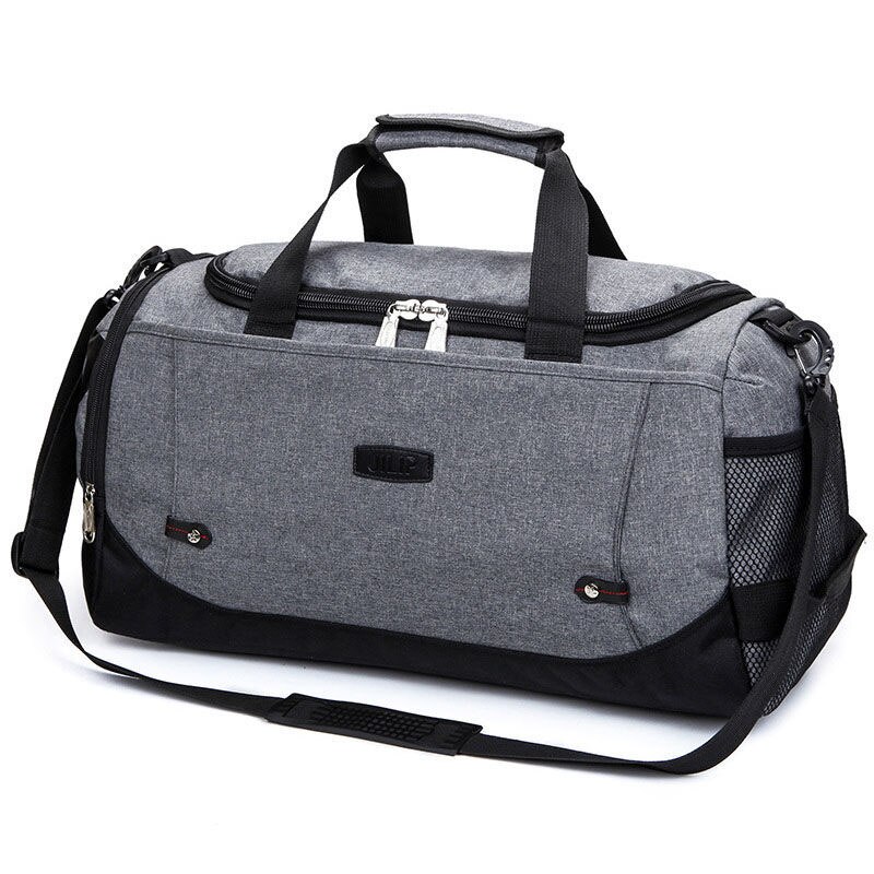 Mærke unisex gym taske rejse udendørs skuldertasker håndtaske tote sports tasker duffel mænd crossbody store tøj opbevaringstaske: Grå