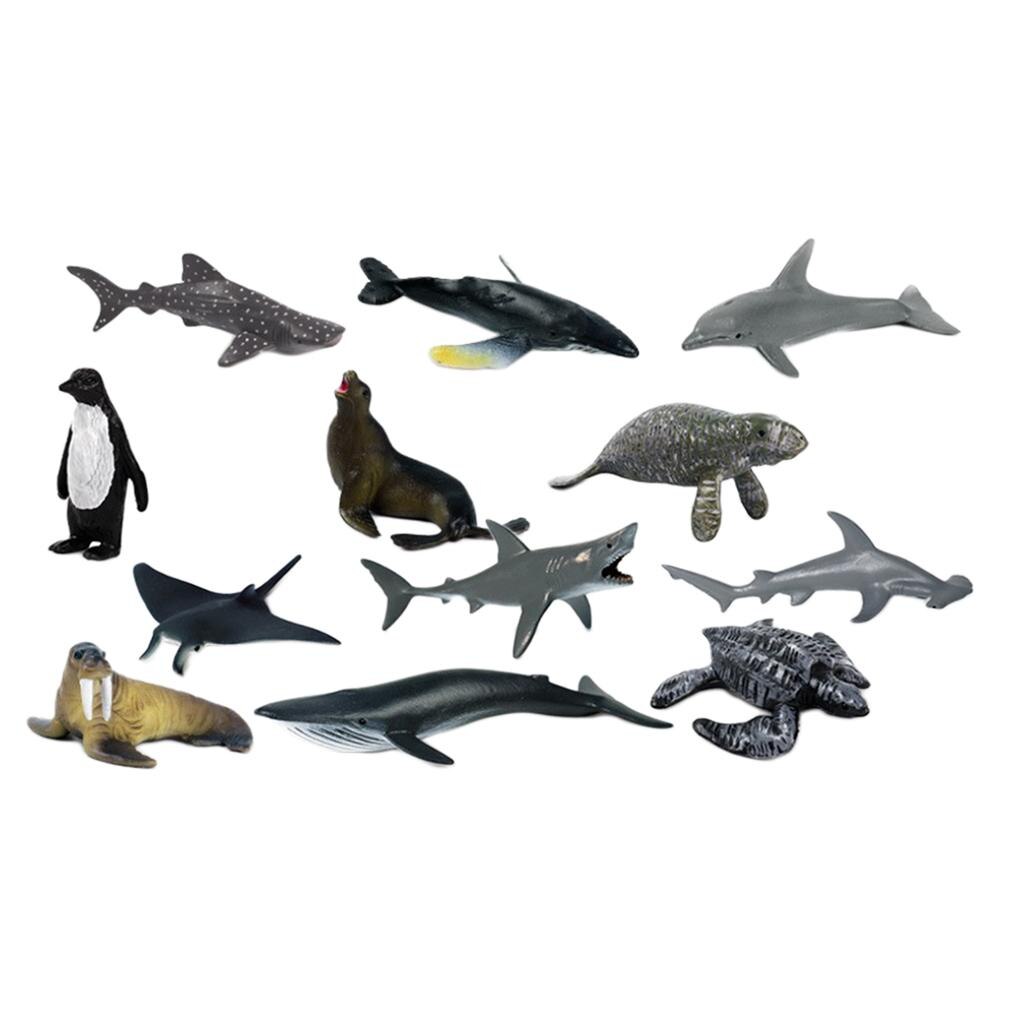 Set mit  of 12 naturgetreuen meerestier-pvc-figuren für aquarien für kinder