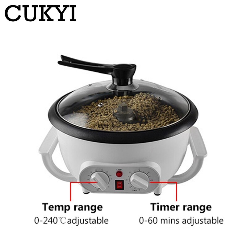 CUKYI-tostador eléctrico de granos de café, herramientas para hornear cacahuetes, máquina para asar palomitas de maíz, secador de granos, recubrimiento antiadherente, 110V/220V