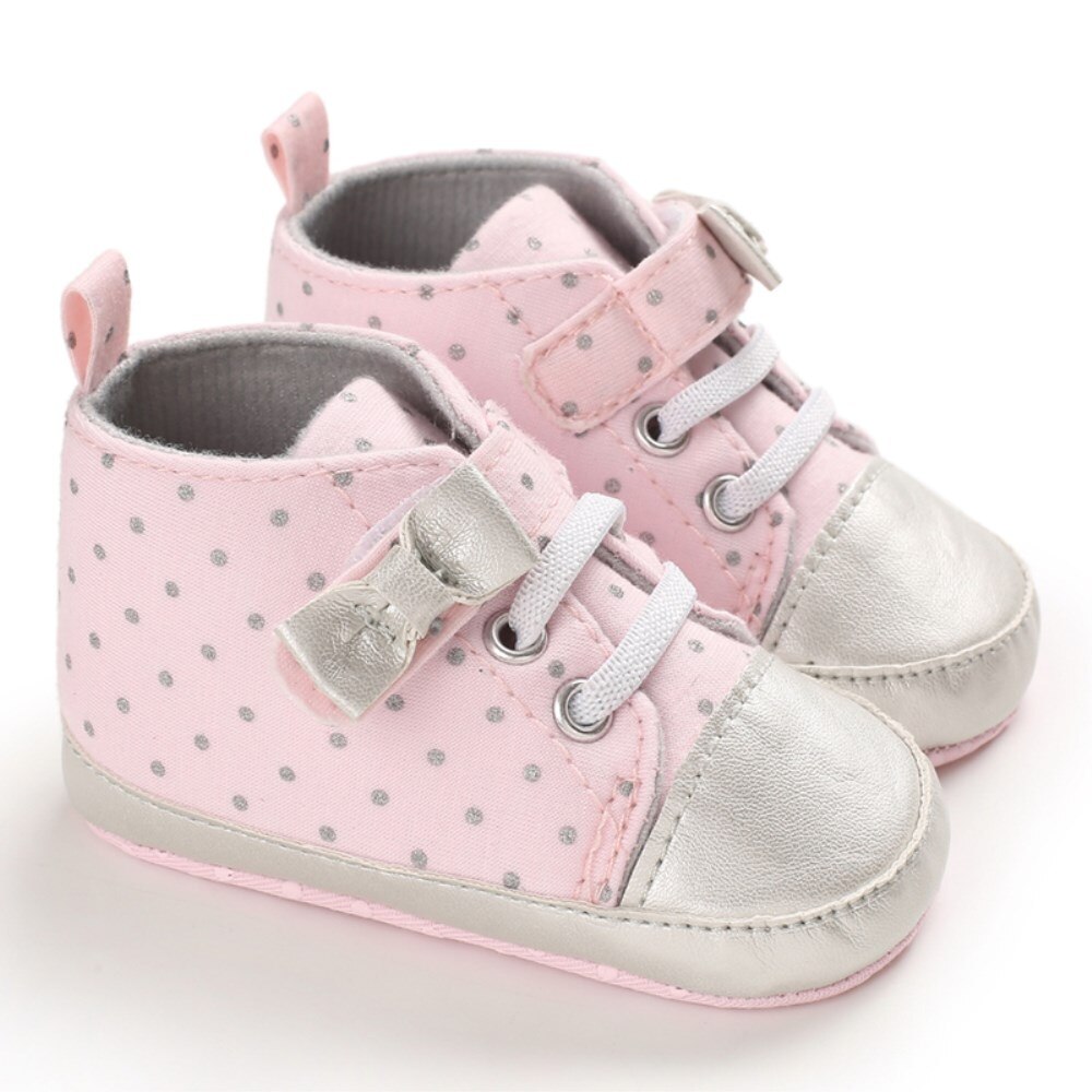 Peuter Baby Jongen Meisje Dot Canvas Zachte Tong Schoenen Sneakers Baby Babyschoenen: Roze / 13-18 months