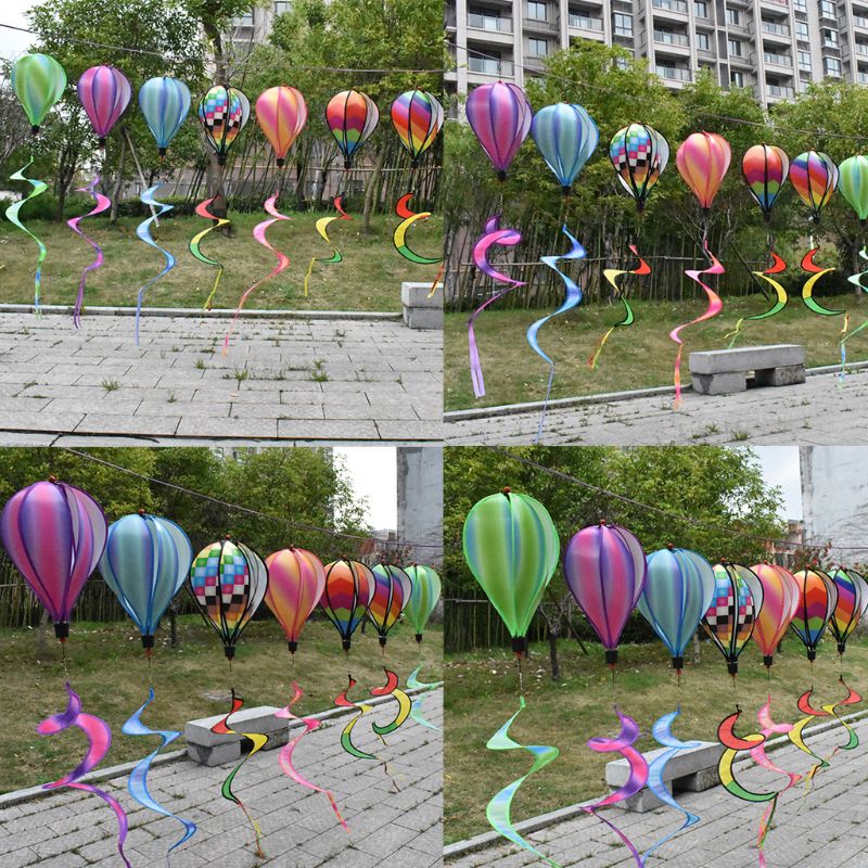 Outdoor Hanging Rainbow Color Air Balloon Rotating Wind Strip Windmill Park Attractions Decoration Pinwheel