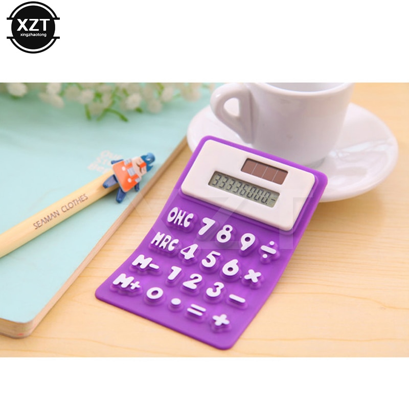 1PC Handheld Silicone Scientific Calculator Foldable Pocket Calculator Solar Calculators for School Meeting