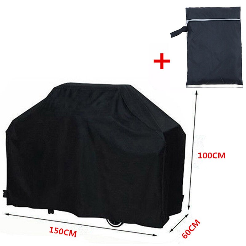 Zwart Waterdichte Bbq Cover Zware Bbq Accessoires Grill Cover Regen Anti Stofkap Regen Gas Houtskool Elektrische Barbeque Deksel: 100x60x150cm