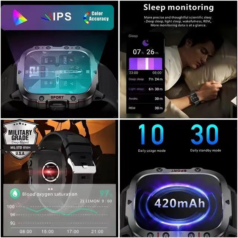 Montre intelligente de sport étanche pour homme, appel Bluetooth, voix AI, Android, Xiaomi, IOS, extérieur, écran 2024 ", 3AT, 2.01