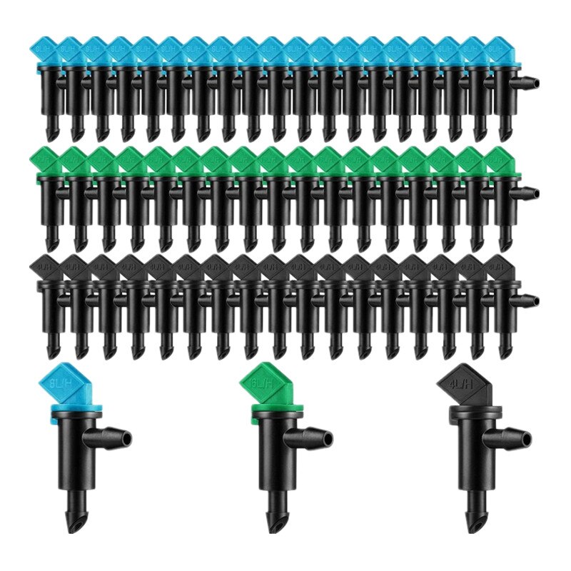 100pcs 4L 8L 16L/H Flag Drip Emitters Outlet Barb Micro Tubing Drip Irrigation Fittings Take Apart Dripper N206