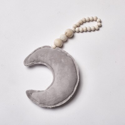 Babykamer Decoratie Kralen Speelgoed Crib Tent Decoratieve Snaren Speelgoed Decor Ornamenten Houten Kralen Moon Star Kids Baby Room Decor: gray moon
