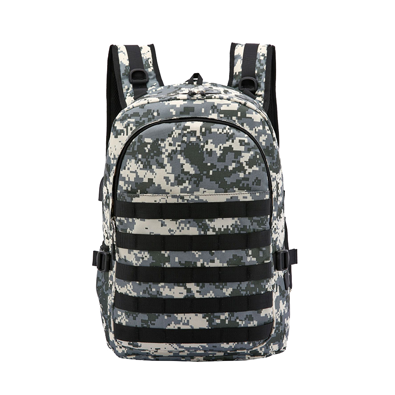 Men's Camouflage Canvas Backpack Adolescent Laptop Bag Student School Travel Knapsack Chicken Eating Game Three-level Pack: Beige