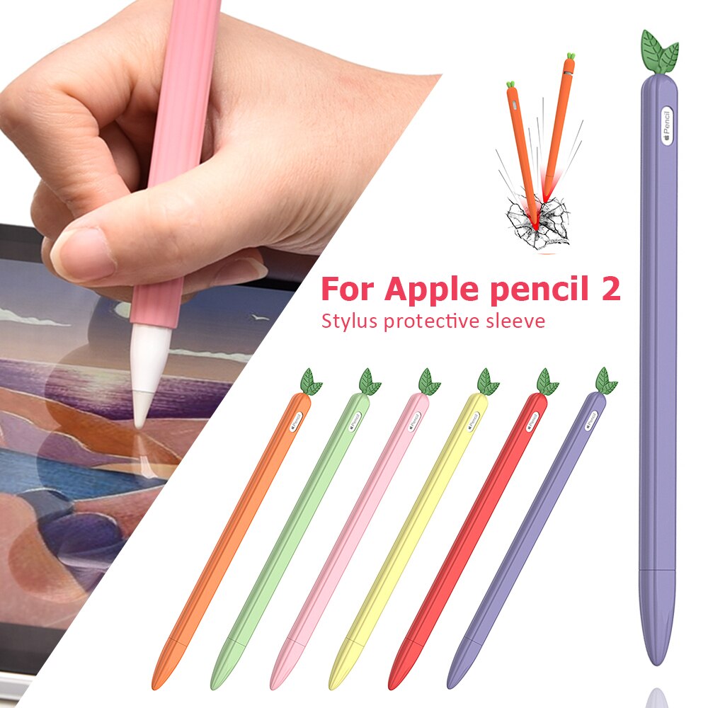 Soft Carrot Silicone For Apple Pencil 1 2 Case Compatible For Tablet Touch Pen Stylus Protective Sleeve Cover Coque Anti Lost