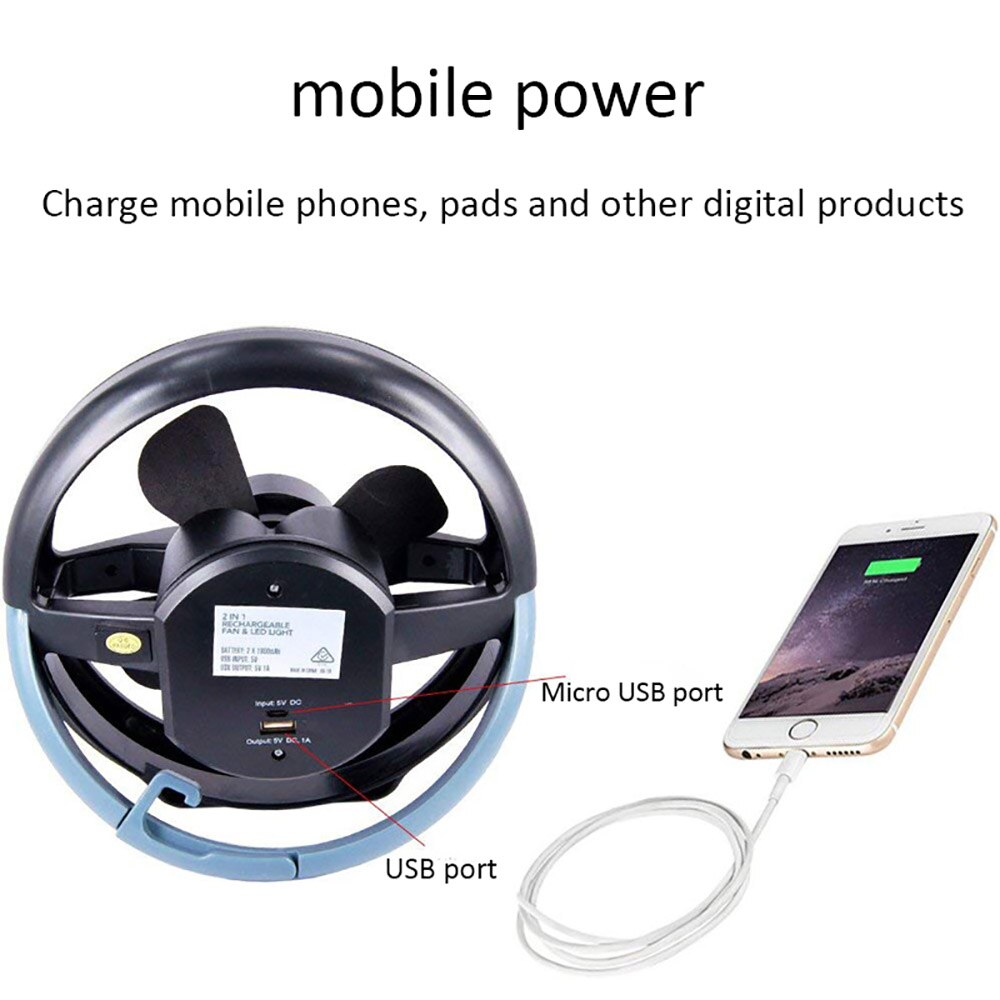 Camping Tent Usb Ventilator Licht Oplaadbare Lantaarn Draagbare Heldere Lamp Power Bank Functie