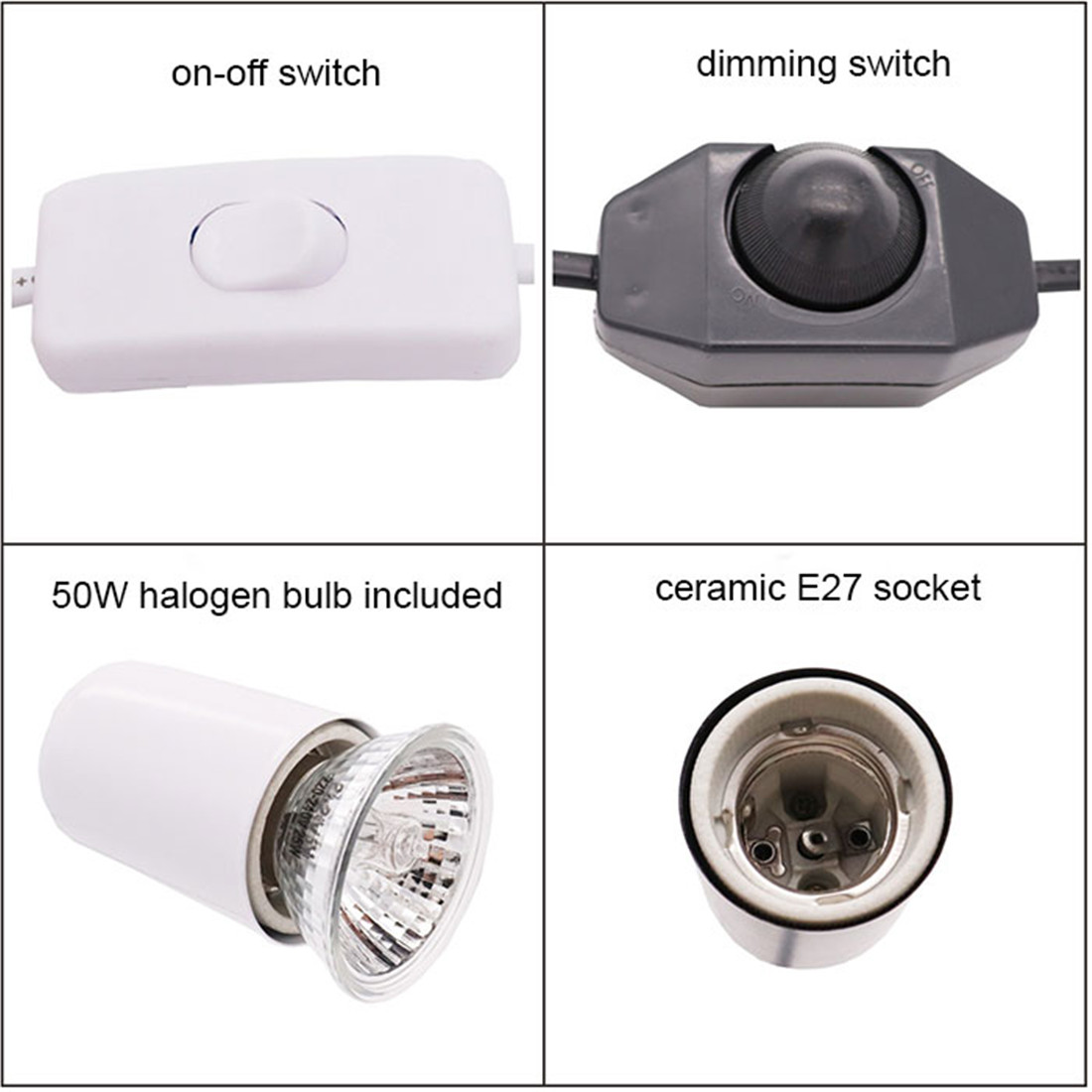 50W Halogen Birne Enthalten Reptil Wärme Lampe Einstellbare Schwanenhals Aquarium Tank Heizung Lampen für Schildkröte Eidechse Schlange Terrarium
