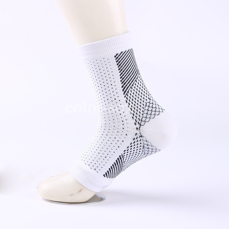 Mężczyźni kobiety krążenie stóp obrzęk ulga stóp rękaw skarpetki stóp anty zmęczenie kompresji Varicosity kostki wsparcie skarpetki: White / L-XL