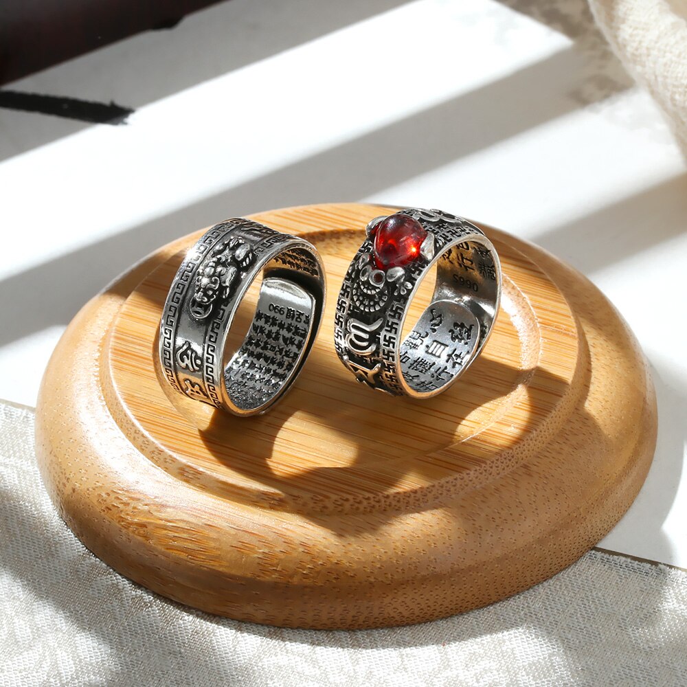 Vintage Pixiu Charms Ring Unisex Adjustable Women Men Feng Shui Jewelry Amulet Protection Wealth Buddhist Retro Rings