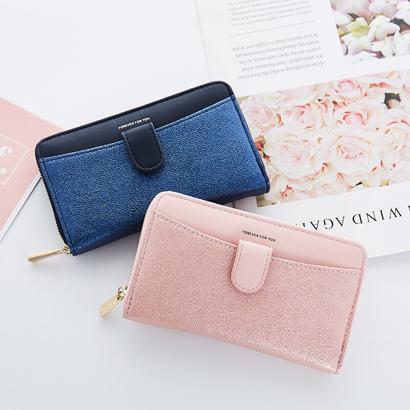 Brand Patchwork Women Short Clutch Wallet Large Capacity Wristband Wallets Female Purse Lady Purses Zipper Card Holder Carteras