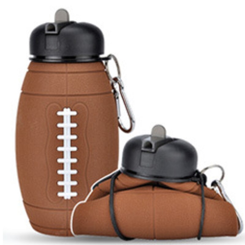 Outdoor Sport Vouw Water Fles Voetbal Basketbal Tennis Golf Lekvrij Draagbare Siliconen Waterkoker Reizen Kinderen Volwassen Fles: Rugby