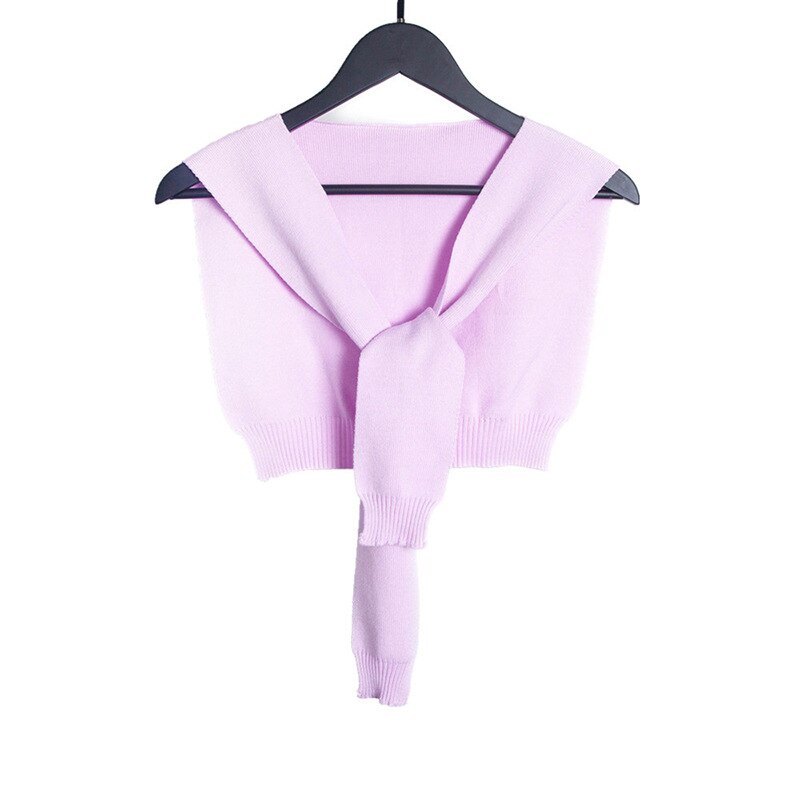 Automne hiver femmes noué faux col châle filles tricoté couleur unie petite Cape chauffe épaules écharpe en cachemire: VIOLET