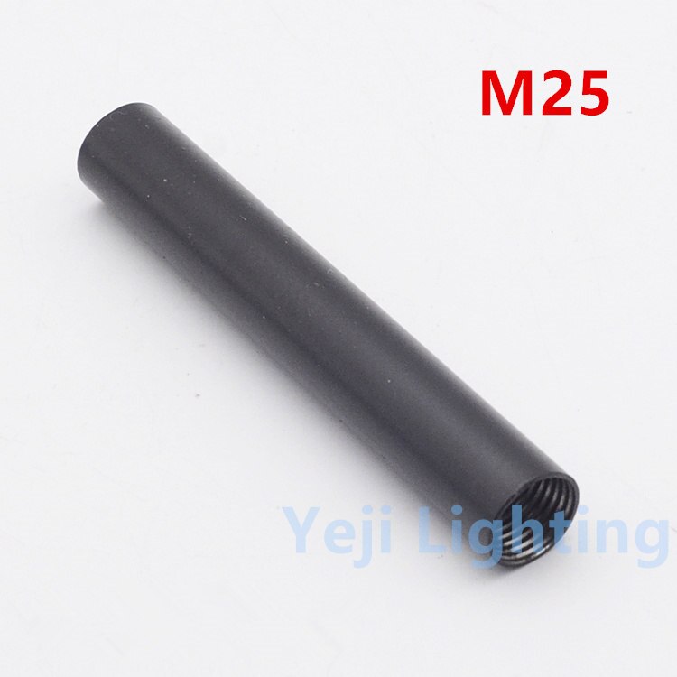 M16 M19 M25 lampe zahn rohr innen boden lampe verbindung rohr eisen metall innere gewinde rohr rohr für LED anhänger licht Zauberstab lampen: M25 - Schwarz / 200mm