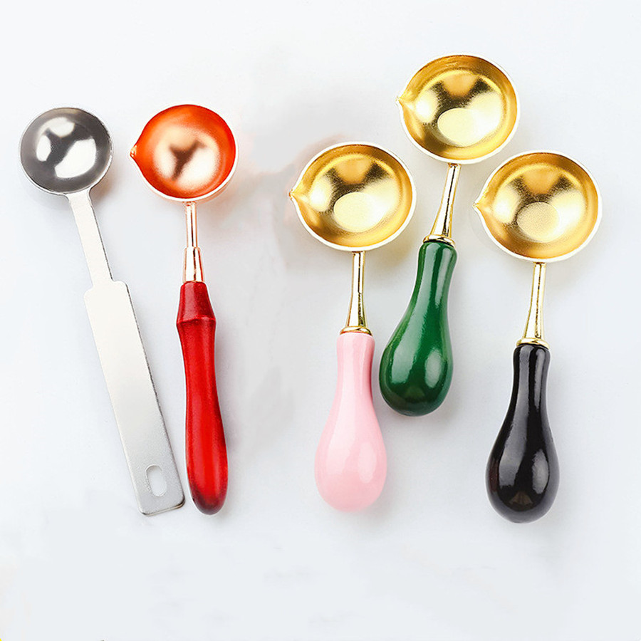 Wax Seal Wooden Handle Spoon DIY Retro Craft Stamp Envelope Wedding Invitation Sealing Wax Spoon Stamp Making Tool