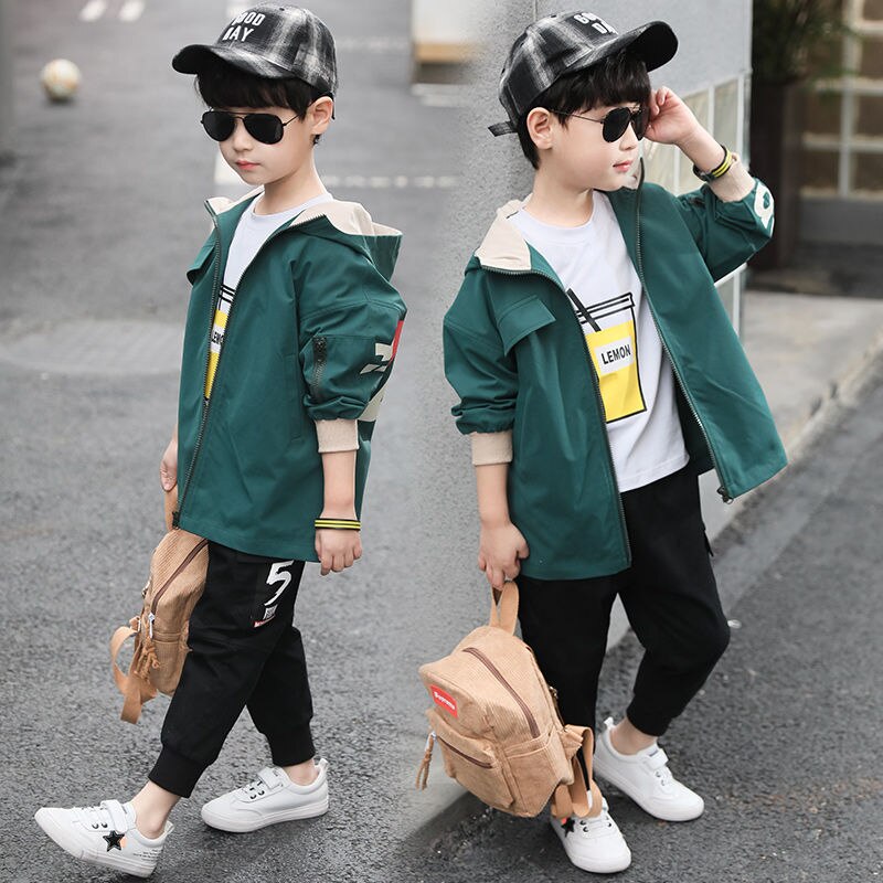 Barnkläder pojke kappa trench 3-11 år gammal lång jacka vårkläder barns stora barn casual koreanska