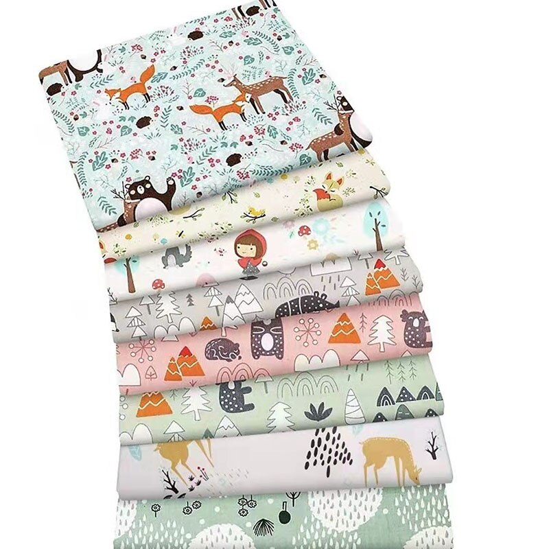 Cotton Fabric Printed Cloth Sewing Quilting Fabrics for Patchwork Needlework DIY 50 pieces of geometr Handmade Material