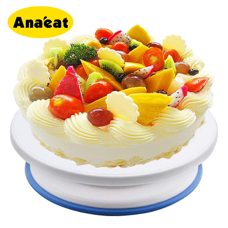 Anaeat 1Pc Plastic Cake Pan Draaitafel Roterende Antislip Ronde Cake Stand Cake Decoratie Draaitafel Keuken Diy Bakken gereedschap