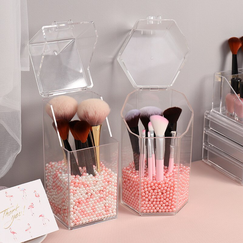 Makeup Organizer Cosmetic Box Acrylic Makeup Brush Holder Lipstick Pencil Storage Container Clear Storage Box Organizer