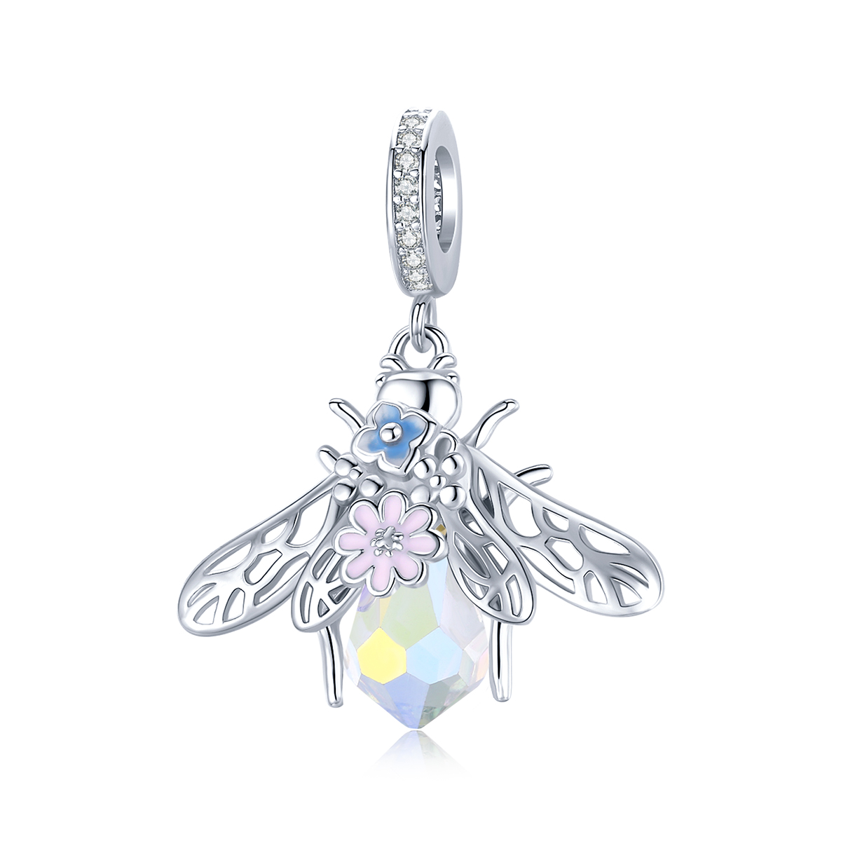 Bamoer 925 sterling zilver insect serie kraal zirkoon bijen charme voor originele diy armband hanger ketting accessoire fijne sieraden: Sky Blue